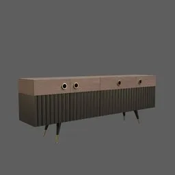Detailed 3D model of a modern styled TV console suitable for Blender rendering and interior visualization.