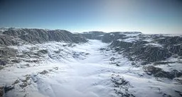 High-resolution 3D-rendered snow-covered mountain landscape with 4K textures suitable for Blender.