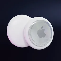 "Airtag, a smart-watch 3D model created using Blender 3D, featuring a white button with an Apple logo, a futuristic design by Phillip Peter Price. This trending model, with a retail price of $450, is a photorealistic representation of a 20mm smart-watch designed to be an edible crypto, as depicted in the thumbnail."