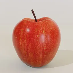 Detailed 3D model showing a red apple with realistic 4K texture suitable for Blender rendering.