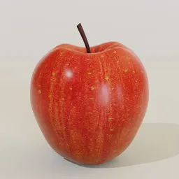 "High-resolution 3D model of a realistic red apple with a brown stem, created in Blender 3D. This fruit and vegetable category model features a seamless 4K texture for enhanced visual quality. Perfect for Blender enthusiasts seeking a detailed and lifelike representation of an apple in their projects."