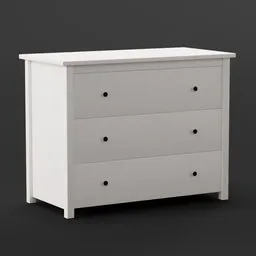 Realistic white 3D model of a children's dresser with drawers for Blender rendering and animation.