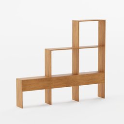 "Modern Wood Shelf: A bookcase with a raw wood finish, inspired by Torii Kiyomoto and featuring symmetrical complex fine detail. This 3D model, rendered in redshift using Blender 3D, is perfectly tileable and measures 212x21x180."