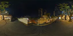 Wooden plank square at night