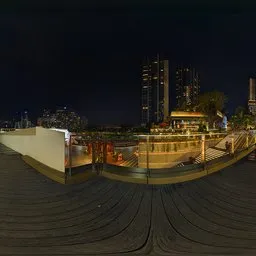 Wooden plank square at night
