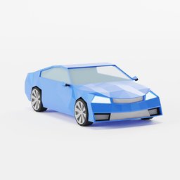 Blue low poly stylized car