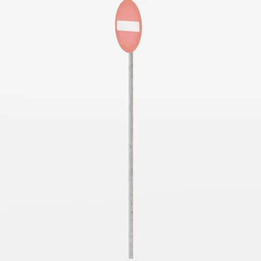 Highly detailed 3D model of a red and white 'No Entry' traffic sign for Blender rendering projects.