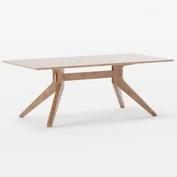 "Cross Fixed Table 3D model for Blender 3D - A wooden table with a contemporary base design, created by award-winning designer Matthew Hilton. The model features clear edges and a stylised appearance, perfect for realistic and detailed renders. Materials sourced from the BlenderKit community."