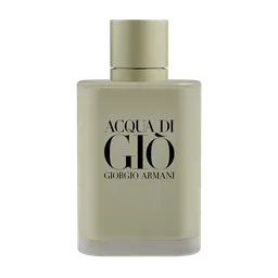 Highly detailed Blender 3D model of Acqua Giorgio Armani perfume bottle with adjustable liquid geometry.