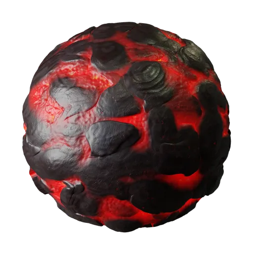 High-resolution molten lava PBR texture for 3D modeling, suitable for Blender and other 3D software.