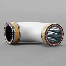 Detailed 3D model of high poly futuristic pipe, Blender compatible, with intricate textures and metallic finish.