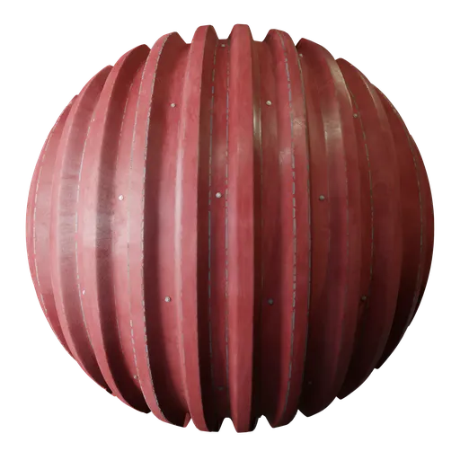 Weathered red metal PBR texture for 3D modeling, ideal for architectural designs and Blender projects.