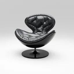 High-quality 3D-rendered black leather swivel chair with tufted details crafted in Blender.