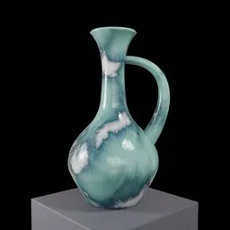 Highly detailed turquoise ceramic jug 3D model with textured glaze, perfect for Blender renderings and bathroom decor visualization.