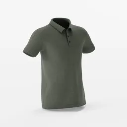 "A green polo shirt modeled in Blender 3D, featuring a single 4k UV set, perfect for man clothing designs. Rendered with V-Ray engine for a muted color effect. Ideal for product display and showcasing. "