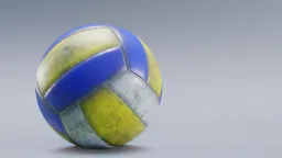 Realistic 3D model of a worn-out volleyball with detailed textures, suitable for Blender rendering.
