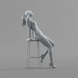Lowpoly Female leaning on a stool