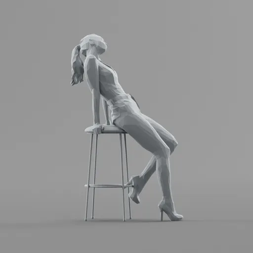Lowpoly Female leaning on a stool