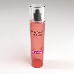 3D-rendered perfume bottle with transparent design and pink liquid, created using Blender, suitable for post-bath routine.