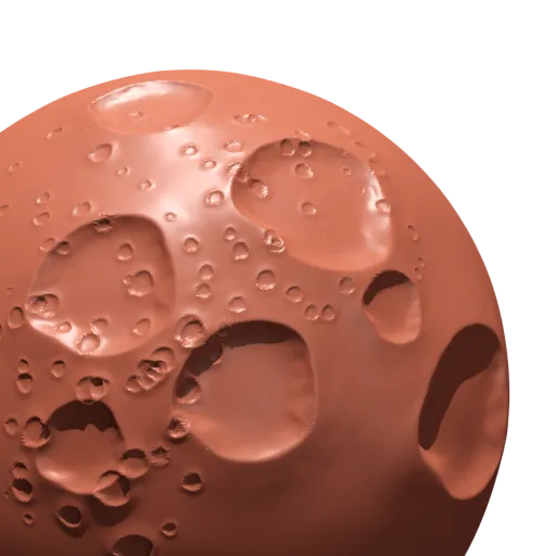 3D sculpting brush for Blender creating realistic moon-like craters on digital models.