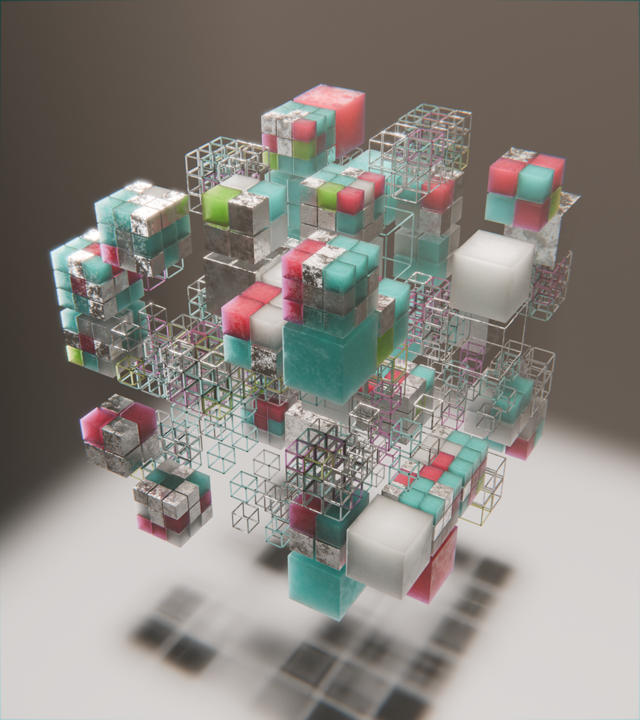 Abstract Geometric Cube Cluster | Abstract scenes | Blendkit