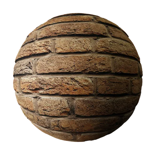 2K PBR realistic brick texture with detailed displacement for 3D modeling in Blender and other rendering software.
