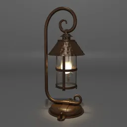 Detailed gas mantle 3D model of a vintage iron lantern for Blender artists.