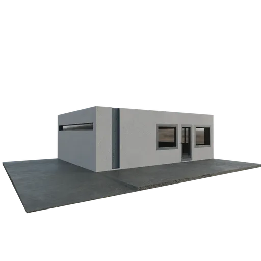3D model of a modern studio house with textured surfaces and realistic lighting, optimized for Blender.