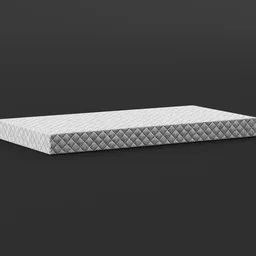 "3D model of a twin bed mattress created in Blender 3D. Features a black surface and rounded corners, inspired by Giorgio Giulio Clovio's art. High definition and suitable for use in 3D visualization projects."