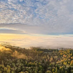 Dramatic Foggy Sunrise Sky