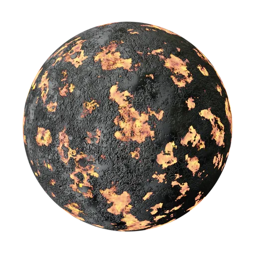 High-quality PBR volcanic lava texture for 3D rendering, ideal for creating realistic volcanic landscapes in Blender.
