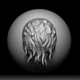 3D sculpting brush imprint of tentacle-like textures for enhancing creature models in Blender.