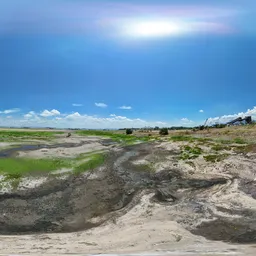 Mud green grass cloud bluesky