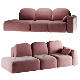 Detailed 3D rendering of a modular sofa design, optimized for Blender, showcasing plush seating.