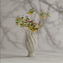 Shiny Ceramic Vase Filled with Violets