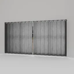 Realistic grey fabric curtain 3D model, detailed texturing, suitable for Blender interior visualizations.