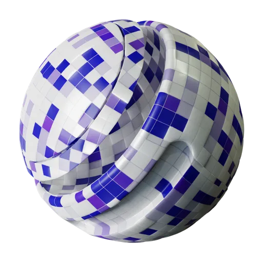 Seamless tile squares floor PBR material for Blender with adjustable color, texture scale, roughness, and displacement settings.