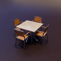 High-quality 3D model of a modern patio dining set, perfect for Blender 3D exterior scenes.