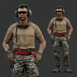 Tactical Infantry Soldier Akimbo Pose