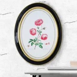 Flower painting with round frame