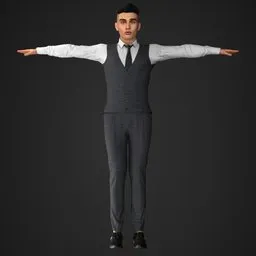 Young Man Business Suit Rigged