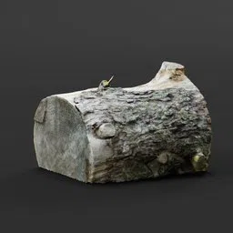 Highly detailed 3D scanned pine log model with textures, ideal for Blender rendering and environmental scenes.