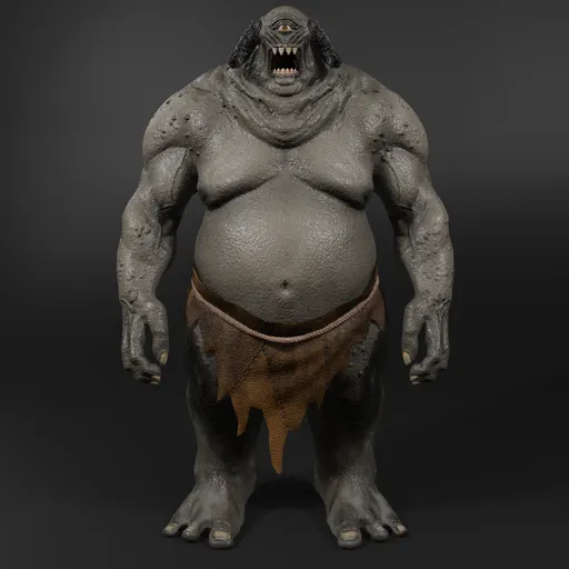 One Eye Monster-Rigged-LowPoly