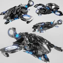 Sci-fi Helicopter 3D Model with detailed decals from BlenderKit, optimized for closeup renders.