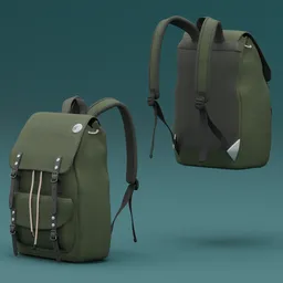 Vintage Backpack Green Fabric