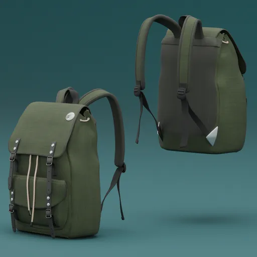 Vintage Backpack Green Fabric