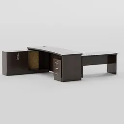 3D model of a modern, modular office table set designed for Blender with multiple storage compartments.