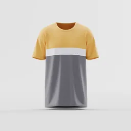 Three-Tone Horizontal Stripe Block Tee