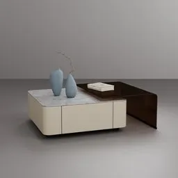 Coffee Table with Glass & Marble Top