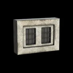 Detailed 3D model of weathered stone windows with iron bars, high-resolution textures included, ideal for Blender architectural renders.